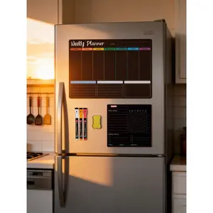 Magnetic Erasable Refrigerator Calendar, Monthly Meal Planner And Today's Menu Whiteboard, 2pcs Fridge Chalkboard, Suitable For Kitchen Office, Includes 3 Marker Pens And 1 Eraser