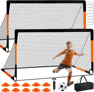 Soccer Goal for Backyard Set - 2 Set of 7X5 / 6X4 ft  Soccer Nets  Equipment, Soccer Ball, Pop Up Portable Soccer Set for  and Youth  and  Goals Ages 3-16