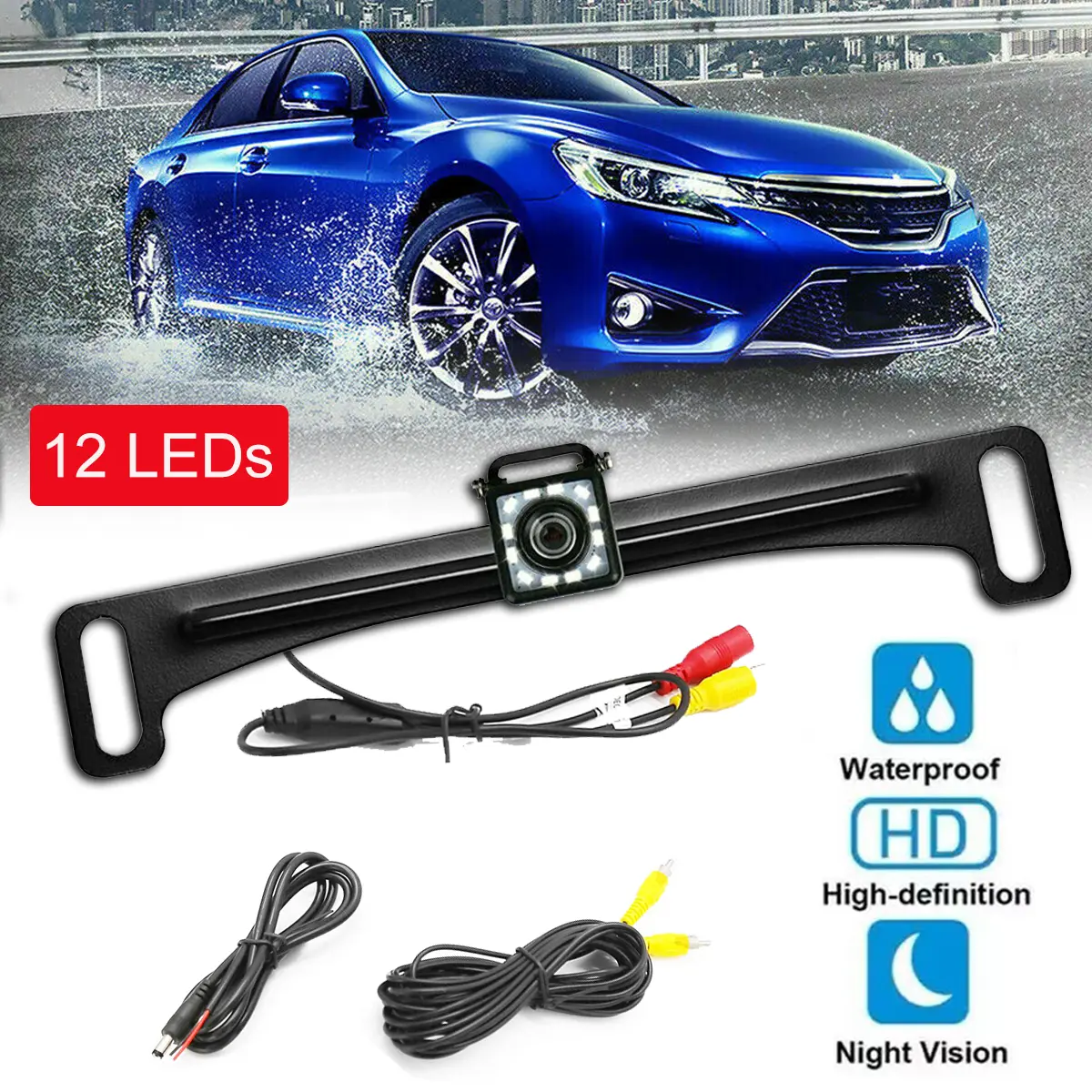 Backup Camera Flush Mount, Metal Housing 170° Wide View Angle Rear/Side/Front View Camera for Car, Clear Night Vision Waterproof Reverse Camera for Vehicle SUV RV Pickup