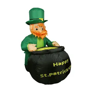 4' Inflatable Lighted Leprechaun with Pot of Gold St. Patrick