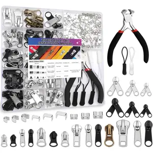 280- Universal Zipper Repair Kit - Fix Jackets, Luggage, Backpacks & Outdoor Gear! Includes Metal Sliders, Pulls, Stoppers, Pliers & Case (Black/)