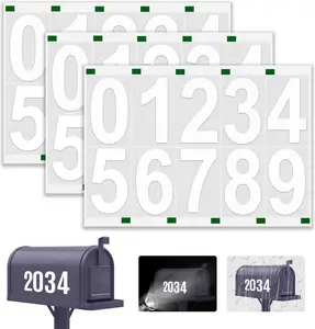 Reflective Mailbox Numbers Sticker, 3 Sets Large 0-9 Self Adhesive Vinyl Waterproof Number Sticker for Outside, Signs, Windows, Doors, Cars, Trucks, Address Numbers for House (3" * 3, White) ZooviHyvi