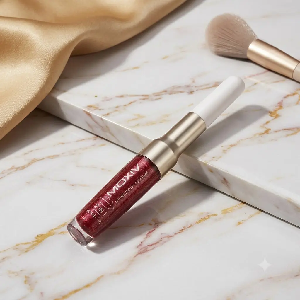 2-in-1 Metallic Lipstick & Lip Liner (Mauve Pink) – Shimmering Metallic Liquid Lipstick for Women; Long-lasting, Waterproof, Smudge-proof Glitter Lip Gloss (24-Hour Wear); Vegan & Cruelty-Free.