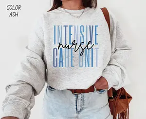 ICU Nurse T-Shirt / Sweatshirt / Hoodie , Intensive Care Nurse , ICU nurse t-shirt ,  ICU Nurse Cotton Fabric Grey Heart