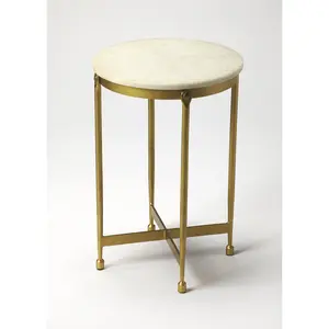 Claypool Marble Side Table in Gold,White  9351025