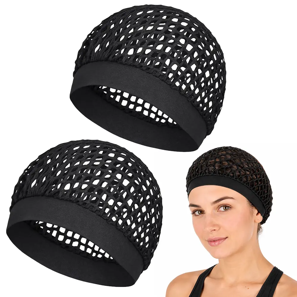 2 Pcs Premium Mesh Hair Net for Sleeping - Ultra-Wide Soft Band, Breathable Crochet Hair Wrap for Silk Press, Shower