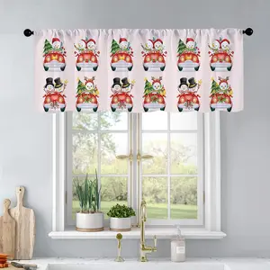 1pc Christmas and New Year printed kitchen curtains Watercolor Illustration set of snowman r curtains valance window treatment living room bedroom home decor 54 x 18 inch