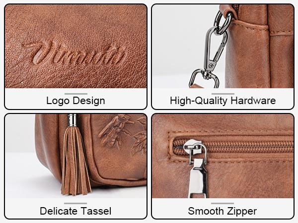 Floral Bee Embossed Crossbody Bag for Women , Vegan Leather Shoulder Bag with Adjustable Strap, Multi-Pocket Lightweight Handbag, Vintage Daily Purse & Gift Bag