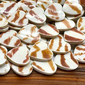 Tiger-Matrix Nautilus Shell Beads - Off-White Color with Unique Striking Patterns - Grade AAA (Among the Rarest & Most Valuable Seashells in The World) Exquisite Craftsmanship - New Double Sided Design - Smooth Heart Shape 20mm - 8 Inches - 11 Beads