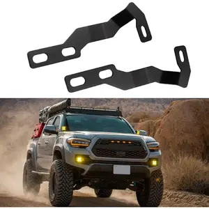 Hood Hinge Ditch Light Mount Brackets Compatible with Toyota Tacoma 2016-2021 3rd Gen Auxiliary Offroad Pod Work Light, Tacoma Hood Mount Lighting Brackets Kit - Black 2PCS