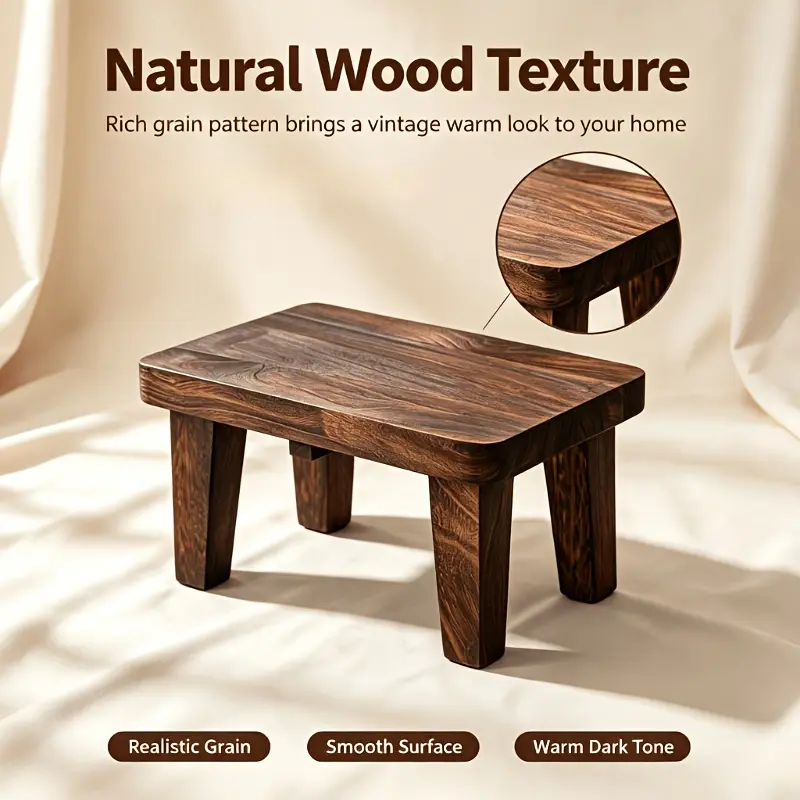 wood step stool with non-slip rubber feet, small step stool for bedroom, kitchen and living room, load capacity up to 300 lbs, sturdy and durable, no assembly required