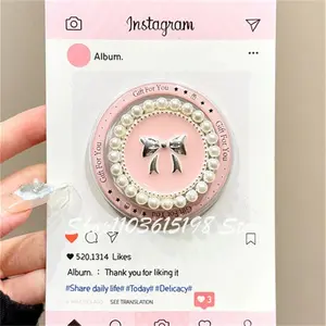 Korean Cute Pink Bowknot Pearl Magnetic Holder Grip Tok Griptok Phone Holder Stand Support For iPhone For Pad Magsafe Smart Tok
