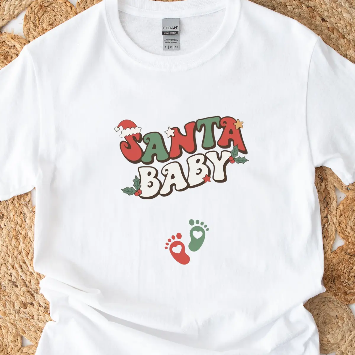 Santa Baby Christmas Pregnancy Announcement T-Shirt XMas Maternity T-Shirt, Holiday Gender Reveal Outfit Winter Baby Shower Gift Printed sweatshirt