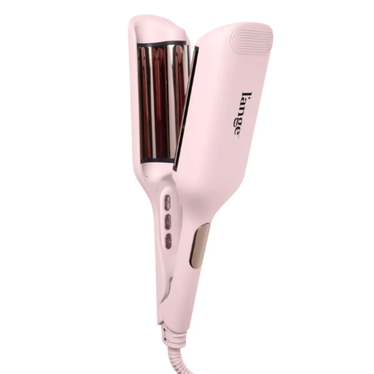 L'ANGE Hair SculptWaver Titanium Deep Wave | 1.3 Inch Hair Crimper for Effortless Beach Waves | 3 Barrel Hair Waver with Adjustable Heat | Dual Voltage & Smart Timer | Blush - Large