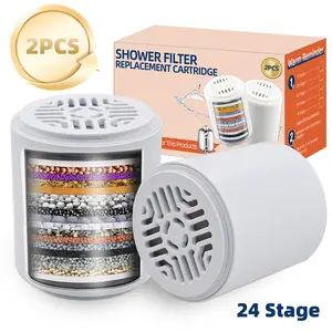 24 Stage Shower Filter Cartridge - Remove Chlorine Heavy Metals and Other Sediments, Reduces Dry Itchy Skin, Dandruff, High Output Hard Water Filter Replacement Cartridge Bathroom shower head filter bath