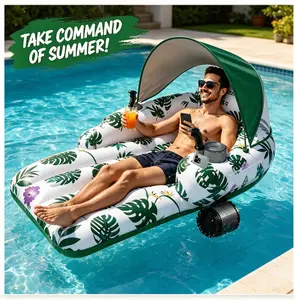 Luxury Electric Pool Float with Dual Motors, SPF 50+ Shade, Cup Holder, Phone Storage, Rechargeable Battery, and Thick PVC Construction – Relax, Float, Summer,Swimming pool,beach,father's day
