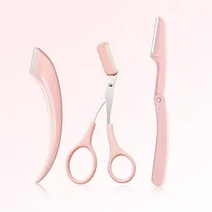 Eyebrow Scissors Set, 3pcs/set Eyebrow Trimmer, Eyebrow Shaping Tool, Eyebrow Products for Women & Girls, Portable Eye Makeup Tools for Home & Travel