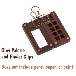 Walnut Wood Mini Watercolor Palette, Vintage Artistic Style, Portable Sketching Color Mixer, Essential Drawing Tool for Watercolor Enthusiasts, Paint Palette