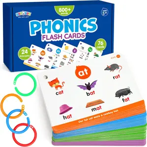 Phonics Flash Cards, 76 Cards 24 Principles, Learn to Read Phonics Games, CVC Digraphs Blends Long Vowel Sounds, Classroom Homeschool Educational Toys for Kids Ages 4-8 Kindergarten 1st 2nd Grade