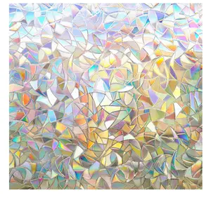 Window Privacy Film Rainbow Film Decorative Window Sticker, 3D Static Stained Glass Cling Tint for Home Heat Control Non-Adhesive, 17.5 x 78.7 inches