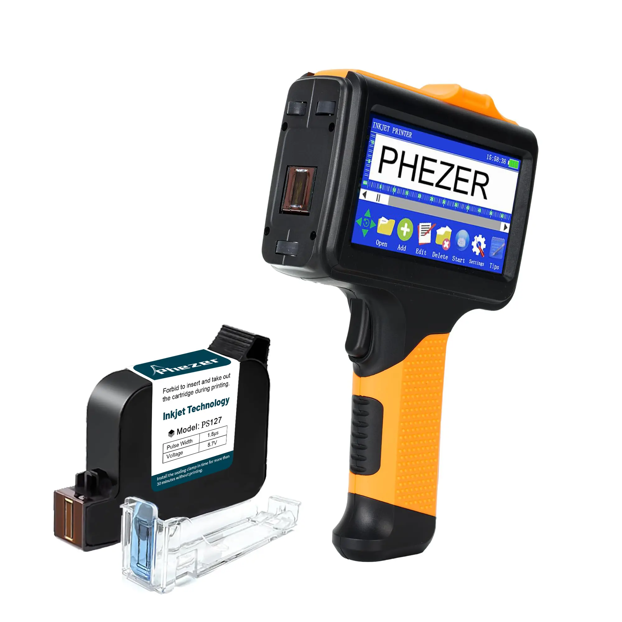 Phezer P19 Upgrade Version Handheld Inkjet Printer - Smart Portable, 360° Print, 42ml, Rechargeable Battery, High Def Coding Machine for DIY Labels & Expiration Dates