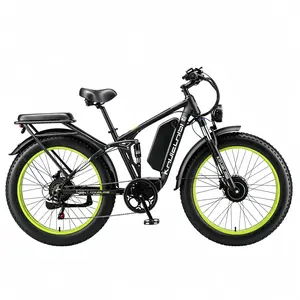 Electric Bike for Adults, 6000W Peak 26” Fat Tire Dirtbike, AWD Ebike Dual Motor, 52V 23AH Removable Battery Fast Dual Hydraulic Brake Electric Mountain Bike Full Suspension Ebikes
