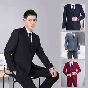 Men's Korean Style Suit, Slim Fit Business Formal Suit Set, Office Workwear, Group Uniform, Groomsman Dress Suit, Autumn & Winter Business Outfit