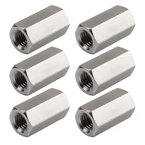 6pcs 304 Stainless Steel Hex Coupling Nuts - M8 Size (M8-1.25 Metric Pitch), 24Mm / 0.94"" Length, Hex Shape, Rust Resistant, Wrench Tightens for Rod Joining