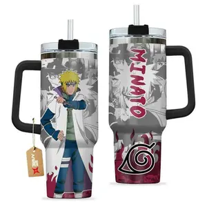 STORMMECH - Minato 40oz Handle Stainless Steel Tumbler – Legendary Sannin Inspired Cup, Hidden Leaf Ninja Travel Mug, Sage Mode Anime Drinkware, Large Iced Coffee Tumbler, Otaku Gift for Anime Lovers