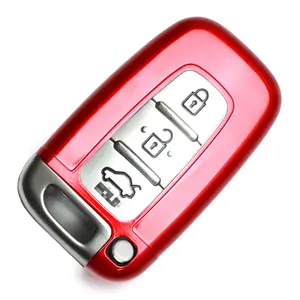 iJDMTOY Exact Fit Gloss Metallic Red Smart Remote Key Fob Shell For Hyundai Veloster Sonata Elantra Genesis Kia Optima Forte (Please Double Check The Year/Fitment in Description)