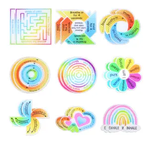 9pcs/18pcs Calming Anxiety Sensory Stickers, Diamond Texture Surface, Mindfulness Breathing Stickers, Stress Relief for Office and Classroom Desk, Mindfulness Focus