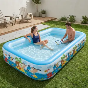 Super large family inflatable swimming pool, thick PVC heavy-duty pool, foldable and portable inflatable pool, perfect for summer water parks, suitable for use on balconies, patios, gardens, and other settings.