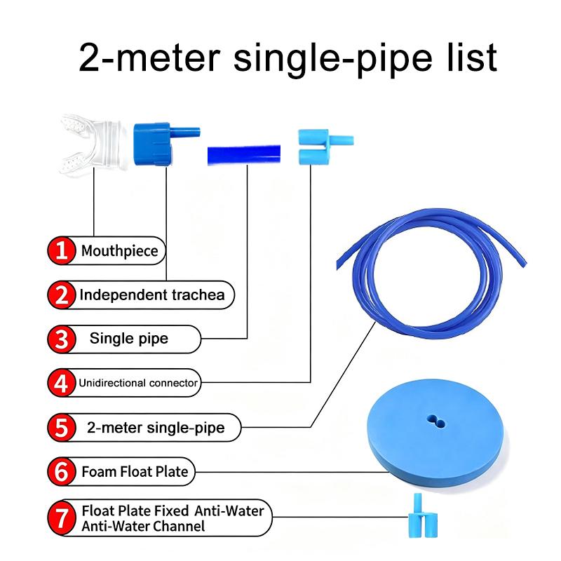 Diving Oxygen Supply Set, Scuba Breathing Tube with Splash-Resistant Single-Head/Dual-Head Regulator, Silicone Leak-Proof Underwater Breathing Valve, Snorkeling Mask Snorkels for Diving Training, Underwater Snorkels