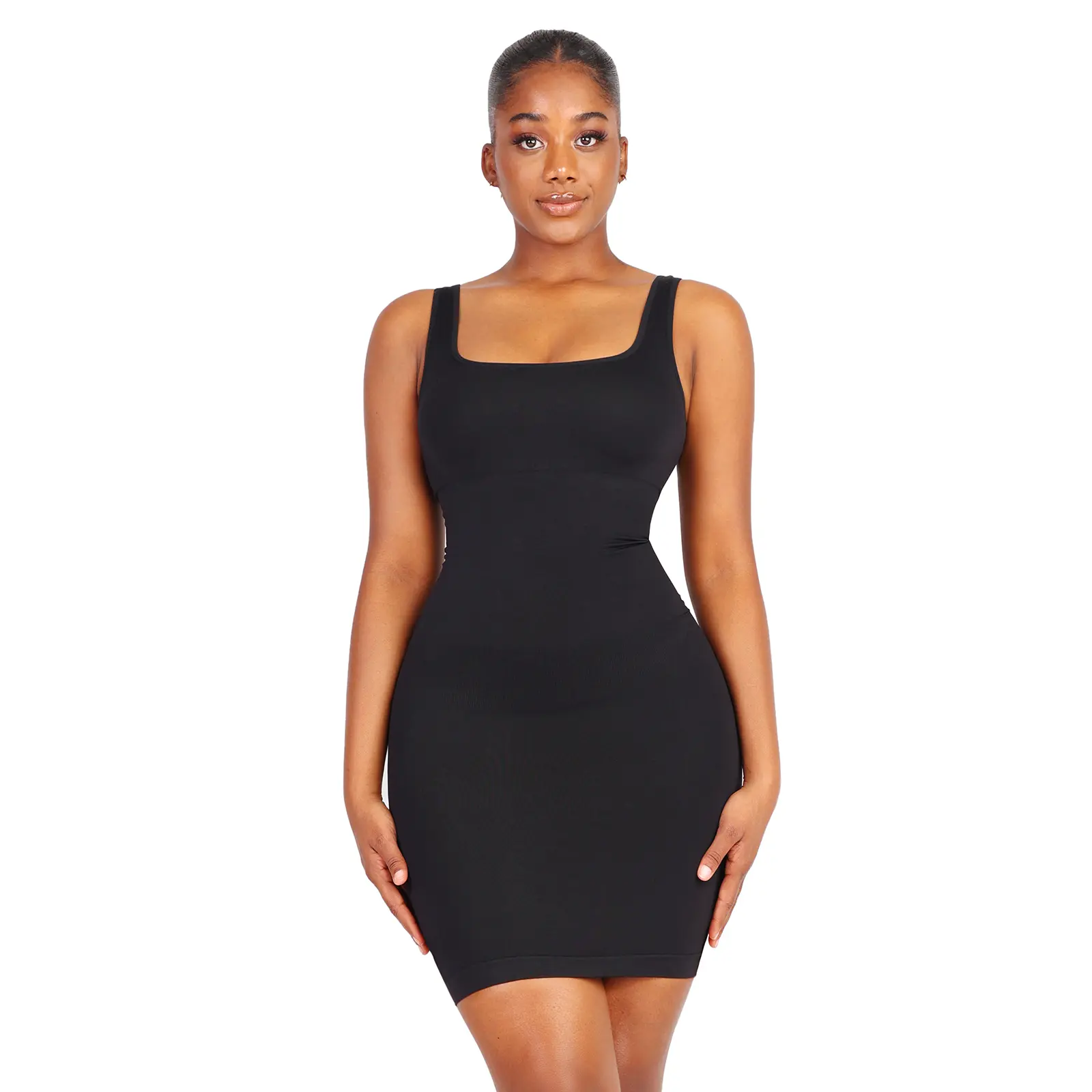 FeelinGirl Women Summer Bodycon Dresses Sleeveless Casual Party Tummy Control Shapewear Dress with Removable Bra Fabric Womenswear
