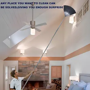 Dual-Purpose Brush Set, Ceiling Fan Duster, Designed for Cleaning High Ceilings - Includes 6.1m+ Extension, Spider Web Remover with 91.44-426.72cm Telescopic Pole, Resin Head Suitable for Various Rooms