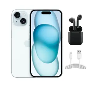 Refurbished iPhone 15 (Fully Unlocked) A2846 Acceptable Condition with Wireless Earbuds & 1 Year Warranty