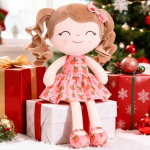 Gloveleya Plush Doll Orange Girl Toy Soft Cuddly Christmas Gift for Toddlers and Kids, Adorable Collectible Stuffed Toy Gift for Girls