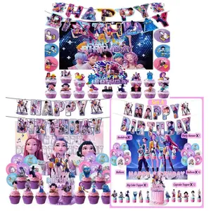 Devil Hunters Birthday Balloon, Banner, and Backdrop Set — Includes Cake Topper