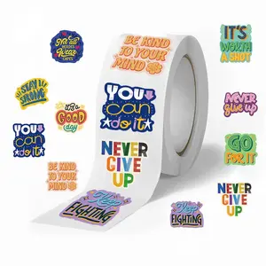 Motivational Sticker Roll, 500pcs/roll Self Adhesive Decorative Sticker, DIY Decals for Water Bottle, Laptop, Phone Case, Scrapbooking, Journal Making, Ornaments
