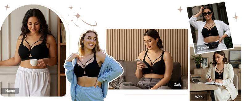 Women Seamless Push Up Padding Bras underwire Comfortable 3/4 cup Bra Buttery Soft Deep V Everyday Tshirt Bra