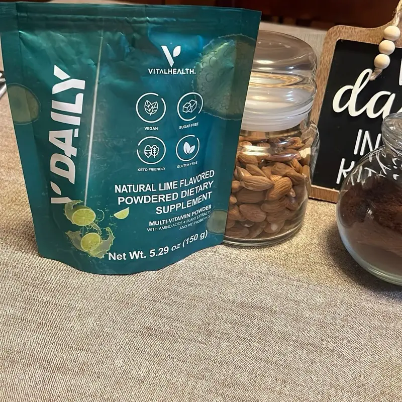 VitalHealth V-Daily VITALHEALTH Natural Lime Flavored Powdered Dietary Supplement Vegan Keto Friendly 5.29 oz