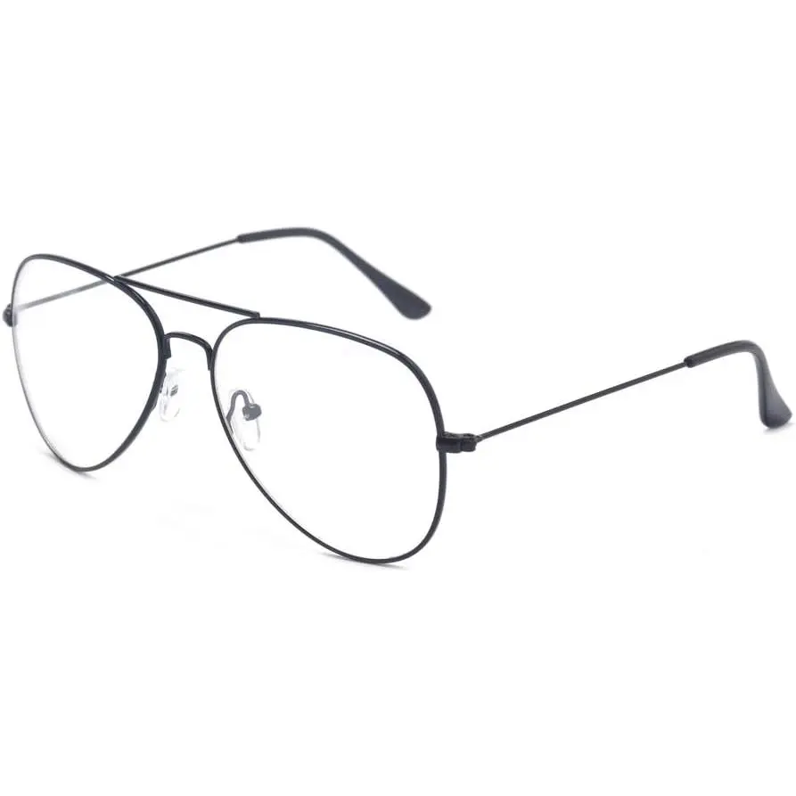 Classic Aviator Non Prescription Metal Frame Clear Lens Glasses for Women Men