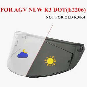 K3 Helmet Visor For AGV New K3 2023 Model DOT E2206 Motorcycle Helmets Lens UV Protection Anti-scratch Black Silver Goggles
