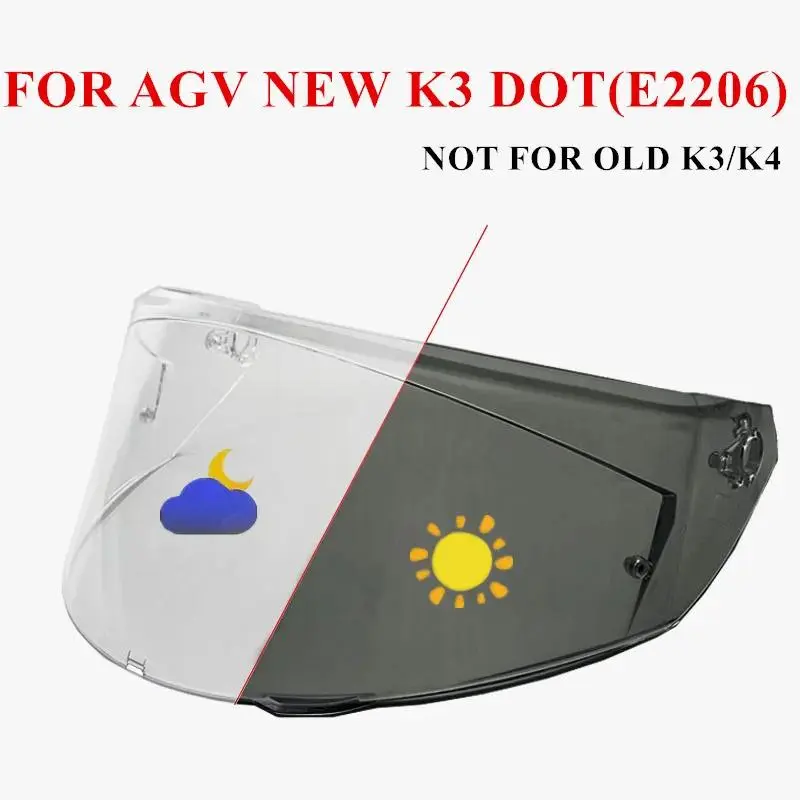 K3 Helmet Visor For AGV New K3 2023 Model DOT E2206 Motorcycle Helmets Lens UV Protection Anti-scratch Black Silver Goggles