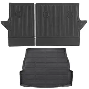 VEVOR Cargo Mats Compatible with Toyota RAV4 2019-2024, Custom Fit TPE Cargo Liner Set for SUVs, Trunk and Rear Back Seat Protector Replacement, Black, Trunk Mat and Backrest Mats