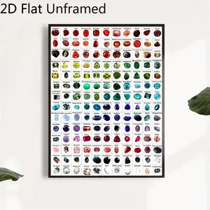 2D Flat 1pc Unframed Identification Chart for 154 Gemstones Design Canvas Wall Art, Poster Print, Artwork Wall Painting for Gift, Bedroom, Living Room, Office, Wall Decor, Dormitory Decor, New Year Decor, Home Decoration, Christmas, Valentine's Day