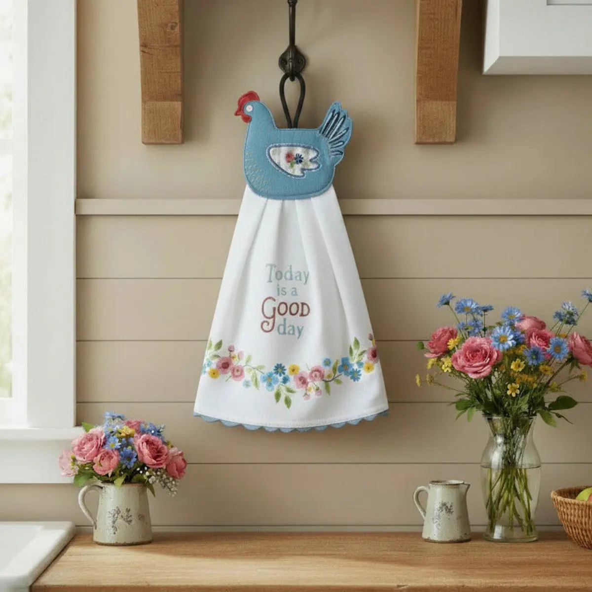 Countryside Rooster Hang-Up Kitchen Towel