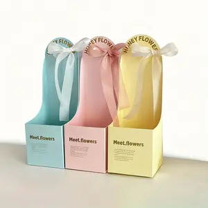 3 bouquet handbags-macaroon pink, yellow, blue, purple and orange-durable paper gift bags.
