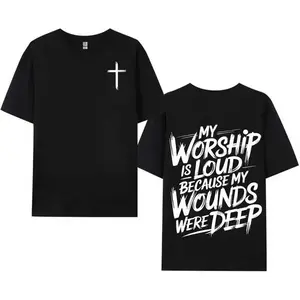 My Worship Is Loud Because My Wounds Were Deep Unisex Washed Christian Shirt, Christian Scripture T-Shirt, Vintage Retro Washed Shirt Double Sided Printed