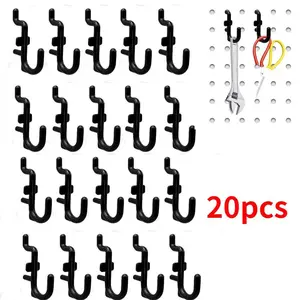 J-shaped black hook, hook plate with a lock, black accessories for the hook plate, suitable for the accessory set of the modular tool storage box